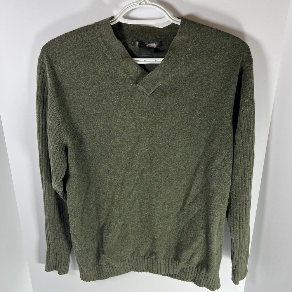 Vintage Tiger Woods Men's V-Neck Pull Over 100% Cotton Sweater Size Small Green